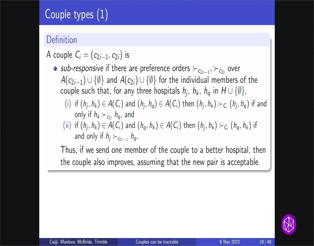 Algorithms, Approximation, and Learning in Market and Mechanism Design: "Couples can be Tractable: New Algorithms and Hardness Results for the Hospitals / Residents Problem with Couples" Thumbnail