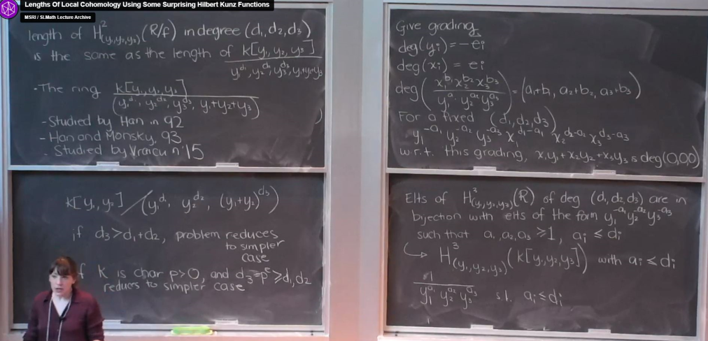 Connections Workshop: Commutative Algebra: "Lengths Of Local Cohomology Using Some Surprising Hilbert Kunz Functions" Thumbnail