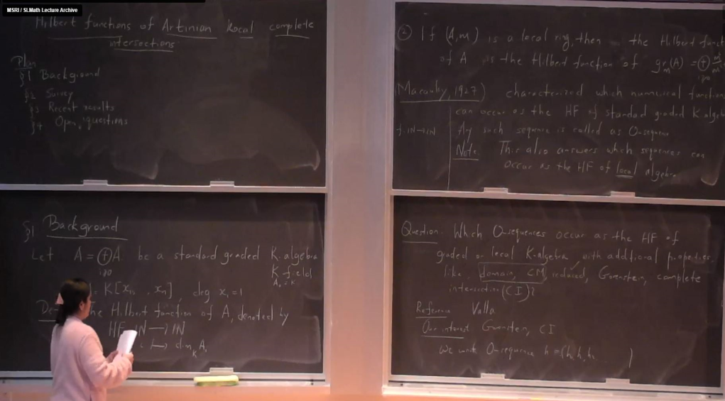 Connections Workshop: Commutative Algebra: "Hilbert Functions of Artinian Local Complete Intersections" Thumbnail