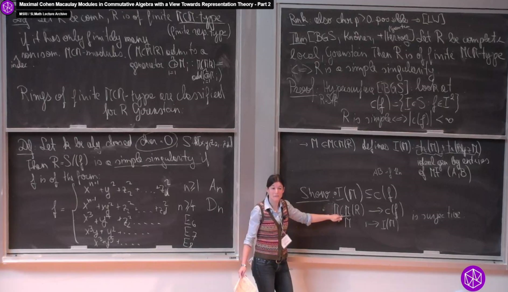 Introductory Workshop: Commutative Algebra: "Maximal Cohen Macaulay Modules in Commutative Algebra with a View Towards Representation Theory-Pt. 2" Thumbnail