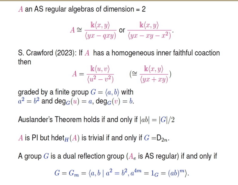 Connections Workshop: Noncommutative Algebraic Geometry: "The Invariant Theory of Artin-Schelter Regular Algebras" Thumbnail
