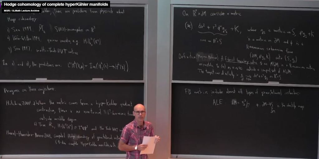 Introductory Workshop: Special Geometric Structures and Analysis: Hodge cohomology of complete hyperKähler manifolds Thumbnail