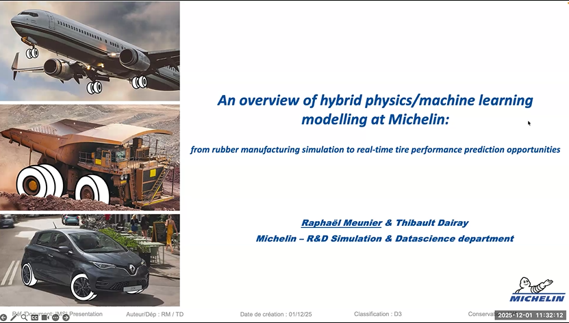 An overview of hybrid physics/machine learning modelling at Michelin: from rubber manufacturing simulation to real-time tire performance prediction opportunities Thumbnail